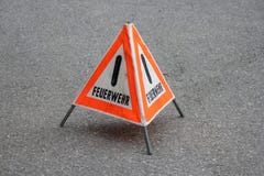 Warning sign with the German word „Feuerwehr“ stock photos Warning sign with the German word „Feuerwehr“ stock photos