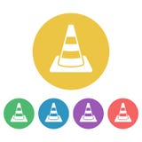 Road cone set of vector colored round icons vector illustration Road cone set of vector colored round icons vector illustration