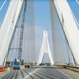 Road On Cable-stayed Bridge Near Portimao City Royalty Free Stock Photo