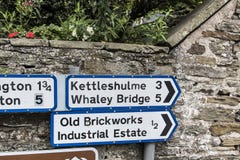Road Signs in the small village of Pott Shrigley, Cheshire, England. royalty free stock image Road Signs in the small village of Pott Shrigley, Cheshire, England. royalty free stock image