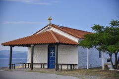 Orthodox Church in Bulgaria on the beach red roof and blue sky royalty free stock photo Orthodox Church in Bulgaria on the beach red roof and blue sky royalty free stock photo