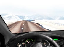 Road in winter mountain landscape stock photos Road in winter mountain landscape stock photos