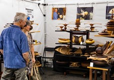 Woodturner at the 60th Annual Sidewalk Art Show – Roanoke, VA royalty free stock image Woodturner at the 60th Annual Sidewalk Art Show – Roanoke, VA royalty free stock image