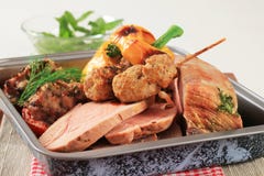 Roast Pork Meat In A Baking Pan Stock Photos Roast Pork Meat In A Baking Pan Stock Photos