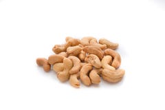 Roasted Cashew Nuts In White Background Stock Images