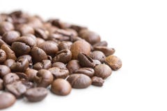 Roasted coffee beans isolated on a white background. royalty free stock photo Roasted coffee beans isolated on a white background. royalty free stock photo