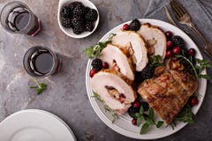 Roasted pork with apple filling Stock Photos Roasted pork with apple filling Stock Photos