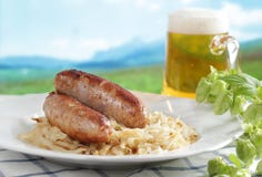 Roasted sausages and beer
