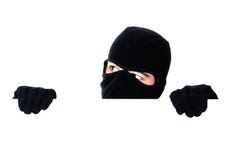 Robber Hiding Under A Wall Stock Images