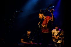 Roberto Fonseca und Temperamento leben Darstellung an Fabrica De Arte Cubano stockfotos Roberto Fonseca und Temperamento leben Darstellung an Fabrica De Arte Cubano stockfotos