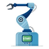 Robot arm production machine. white background stock illustration Robot arm production machine. white background stock illustration