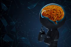 Robot con el cerebro del ai stock de ilustración Robot con el cerebro del ai stock de ilustración