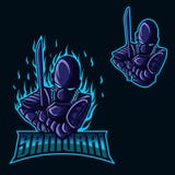 Robot del samurai per il logo ed il gioco della mascotte illustrazione vettoriale Robot del samurai per il logo ed il gioco della mascotte illustrazione vettoriale