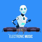 Robot Dj Prowadzi przyjęcia Bawić się Elektroniczną muzykę W noc klubu wektorze button ręce s push odizolowana początku ilustracy royalty ilustracja Robot Dj Prowadzi przyjęcia Bawić się Elektroniczną muzykę W noc klubu wektorze button ręce s push odizolowana początku ilustracy royalty ilustracja