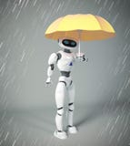 Robot femelle avec le parapluie, 3d rendre illustration stock Robot femelle avec le parapluie, 3d rendre illustration stock