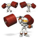 A robot with great power. He is weight lifting. Royalty Free Stock Images A robot with great power. He is weight lifting. Royalty Free Stock Images