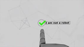 Robot Hand Clicks To Captcha I Am Not Robot Test V2 Stock Video Video Of Button Letter