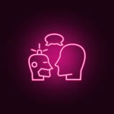 robot and human conversation icon. Elements of artifical in neon style icons. Simple icon for websites, web design, mobile app, vector illustration robot and human conversation icon. Elements of artifical in neon style icons. Simple icon for websites, web design, mobile app, vector illustration