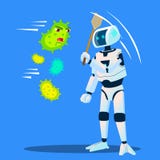 Robot Jedzie Daleko od bakterie Lata Wokoło wektoru button ręce s push odizolowana początku ilustracyjna kobieta ilustracji Robot Jedzie Daleko od bakterie Lata Wokoło wektoru button ręce s push odizolowana początku ilustracyjna kobieta ilustracji