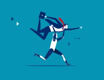 Robot lifting businessman. Concept business vector illustration stock illustration Robot lifting businessman. Concept business vector illustration stock illustration