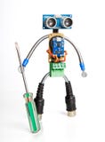 Robot made of parts of circuit boards, isolate on white royalty free stock photography Robot made of parts of circuit boards, isolate on white royalty free stock photography