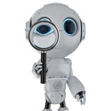 Robot with magnifying glass royalty free illustration Robot with magnifying glass royalty free illustration
