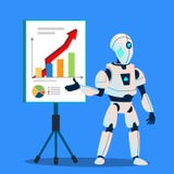 Robot Preparing Analytic And Financial Graphics Vector. Isolated Illustration royalty free illustration Robot Preparing Analytic And Financial Graphics Vector. Isolated Illustration royalty free illustration