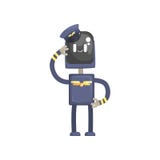 Robot proefkarakter, androïde in blauwe eenvormige en GLB-beeldverhaal vectorillustratie stock illustratie Robot proefkarakter, androïde in blauwe eenvormige en GLB-beeldverhaal vectorillustratie stock illustratie