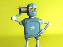 Robot retro con Tin Can Phones 3d rinden stock de ilustración Robot retro con Tin Can Phones 3d rinden stock de ilustración
