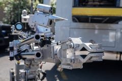 Police bomb defusing robot royalty free stock photography Police bomb defusing robot royalty free stock photography
