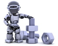 Robot With Nut And Bolt Royalty Free Stock Photography Robot With Nut And Bolt Royalty Free Stock Photography