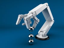 Roboterhandholdingkugel 3d. AI stock abbildung Roboterhandholdingkugel 3d. AI stock abbildung