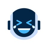 Robotframsidasymbol som ler framsidaskrattsinnesrörelse Robotic Emoji vektor illustrationer Robotframsidasymbol som ler framsidaskrattsinnesrörelse Robotic Emoji vektor illustrationer