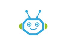 Robothoofd met glimlachgezicht voor embleemontwerp royalty-vrije illustratie Robothoofd met glimlachgezicht voor embleemontwerp royalty-vrije illustratie