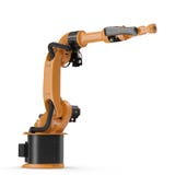 Robotic handmaskinhjälpmedel som isoleras på vit 3D illustration, snabb bana royaltyfri illustrationer Robotic handmaskinhjälpmedel som isoleras på vit 3D illustration, snabb bana royaltyfri illustrationer