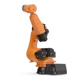 Robotic handmaskinhjälpmedel som isoleras på vit 3D illustration, snabb bana royaltyfri illustrationer Robotic handmaskinhjälpmedel som isoleras på vit 3D illustration, snabb bana royaltyfri illustrationer