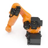Robotic handmaskinhjälpmedel som isoleras på vit 3D illustration, snabb bana vektor illustrationer Robotic handmaskinhjälpmedel som isoleras på vit 3D illustration, snabb bana vektor illustrationer