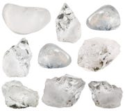 Rock crystal (clear quartz) stone and tumbled gems