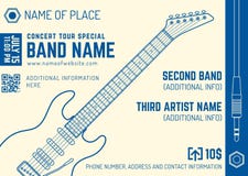 rock music concert electro guitar horizontal music flyer template . vector illustration rock music concert electro guitar horizontal music flyer template . vector illustration