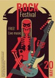 Rock music festival poster vector illustration template for live rock concert placard of skeleton rocker playing guitar vector illustration Rock music festival poster vector illustration template for live rock concert placard of skeleton rocker playing guitar vector illustration
