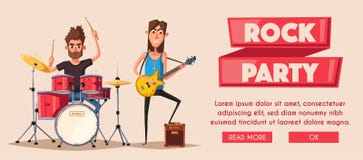 Rock music poster. Old school party. Cartoon vector illustration. stock illustration Rock music poster. Old school party. Cartoon vector illustration. stock illustration