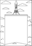 Rocket Flying in i utrymme och lyfta banret vektor illustrationer Rocket Flying in i utrymme och lyfta banret vektor illustrationer
