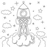 Rocket launch. Black and white vector illustration for coloring book royalty free illustration Rocket launch. Black and white vector illustration for coloring book royalty free illustration