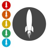 Rocket launch icons set stock illustration Rocket launch icons set stock illustration