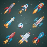Rockets Flat Icon Set illustrazione vettoriale Rockets Flat Icon Set illustrazione vettoriale