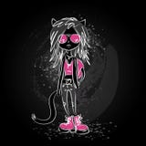 Rockowy dziewczyna kot ilustracja wektor Rockowy dziewczyna kot ilustracja wektor