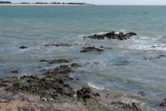 Rocks on the beach of the herbaudière during low tide stock images Rocks on the beach of the herbaudière during low tide stock images