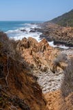 Rocks by the beach on the Oystercatcher Trail, near Mossel Bay, Garden Route, South Africa royalty free stock images Rocks by the beach on the Oystercatcher Trail, near Mossel Bay, Garden Route, South Africa royalty free stock images