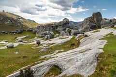 Giant limestone boulders in the mountains, Castle Hill, New Zealand royalty free stock image Giant limestone boulders in the mountains, Castle Hill, New Zealand royalty free stock image