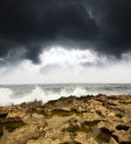 Rocks, Sea And Sky Before Storm Royalty Free Stock Image